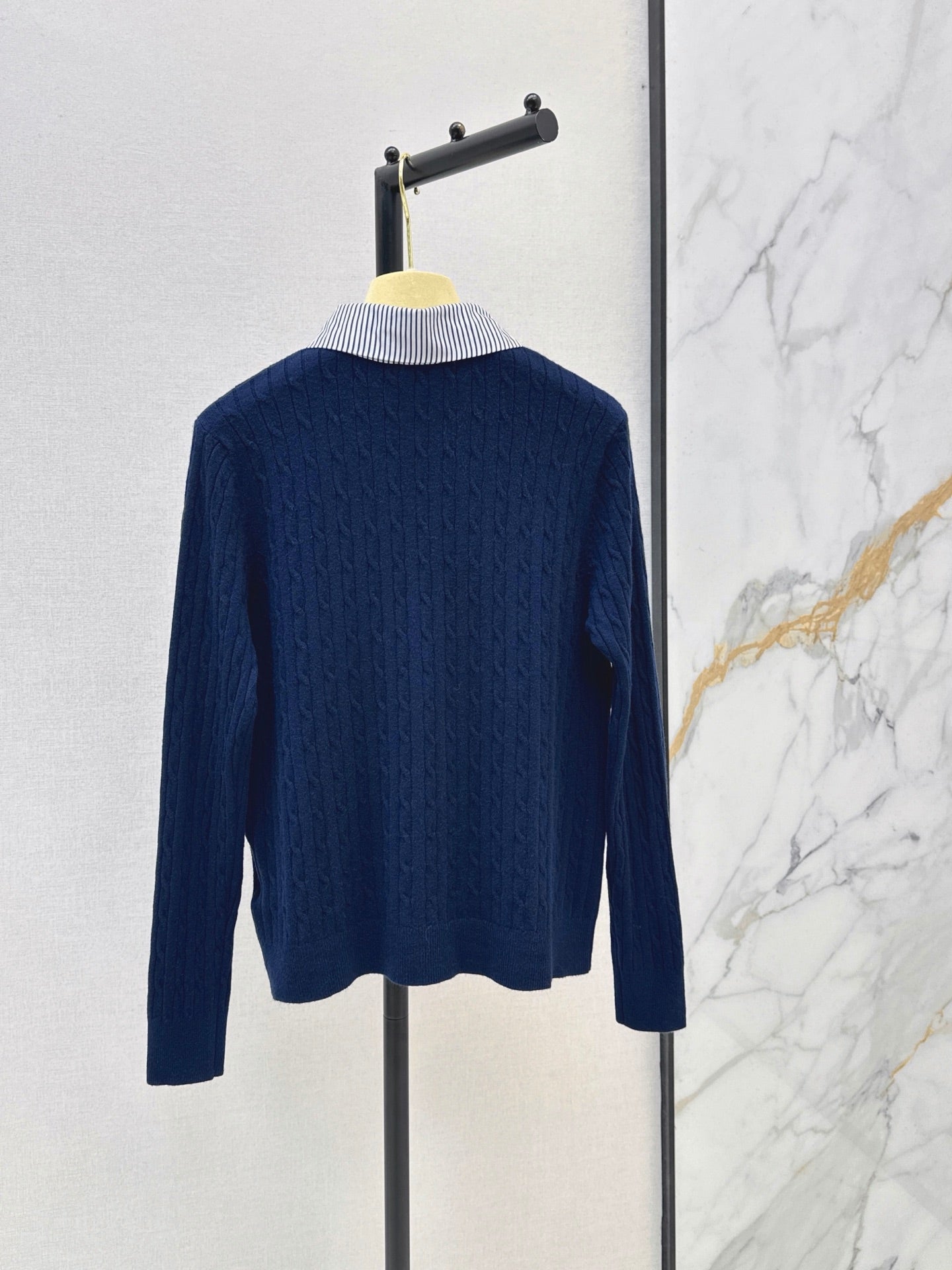 26FW New Color-Block Striped Collared Knit Cardigan 🖤
