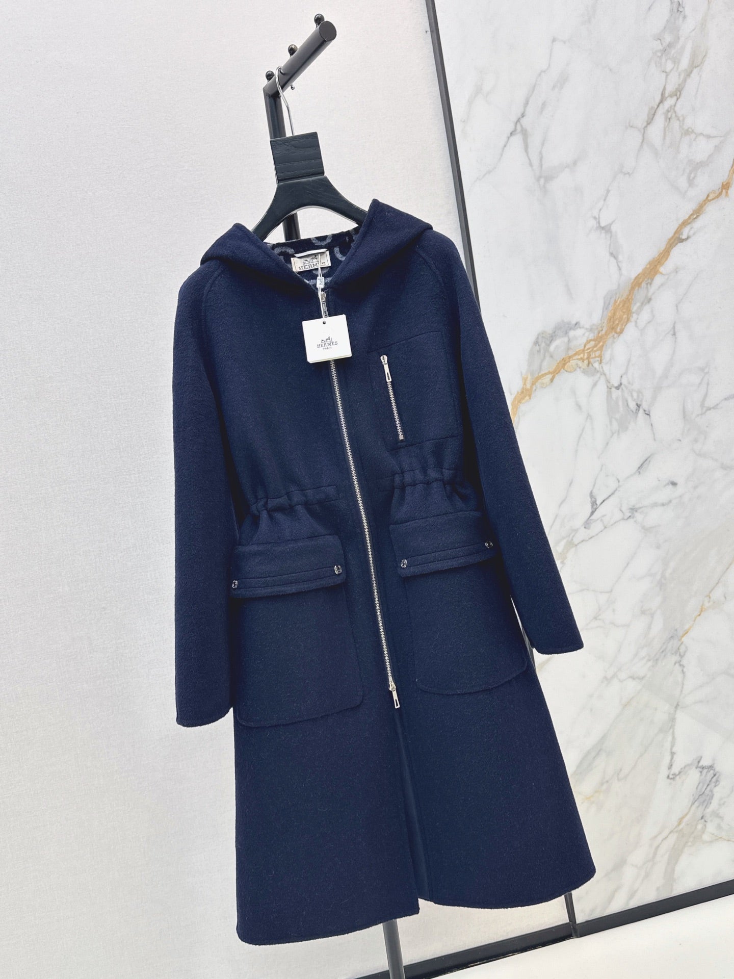 26FW New Reversible Cashmere Long Hooded Coat with Drawstring Waist 🖤
