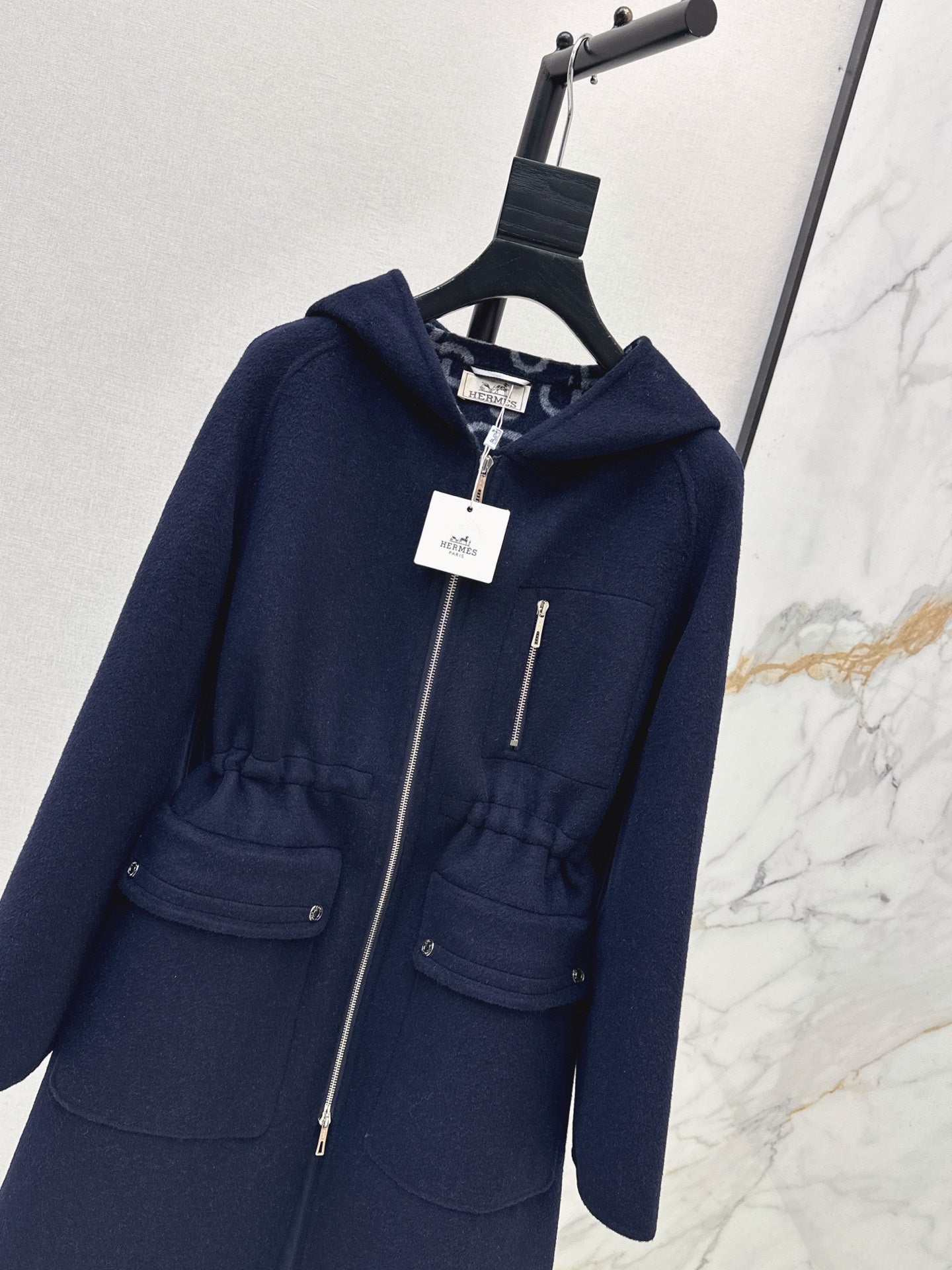 26FW New Reversible Cashmere Long Hooded Coat with Drawstring Waist 🖤