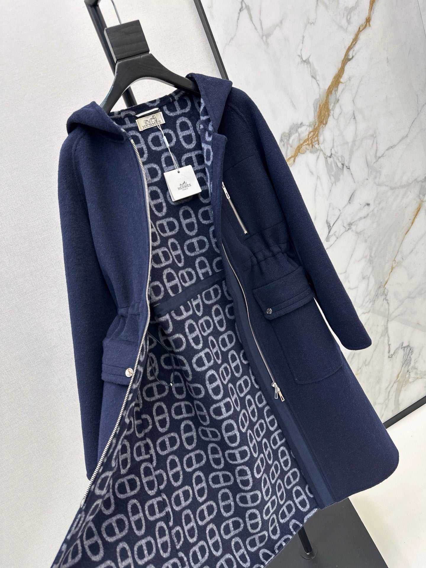 26FW New Reversible Cashmere Long Hooded Coat with Drawstring Waist 🖤