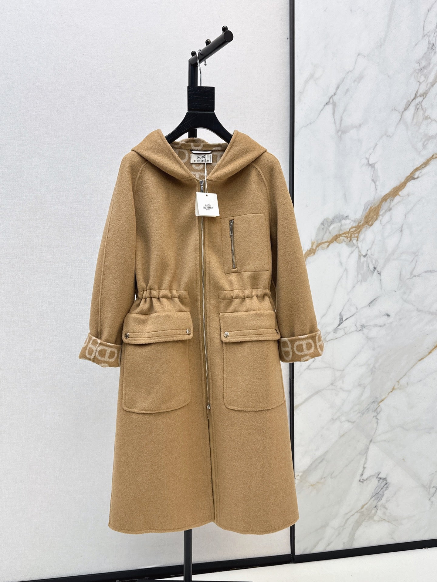 26FW New Reversible Cashmere Long Hooded Coat with Drawstring Waist 🖤