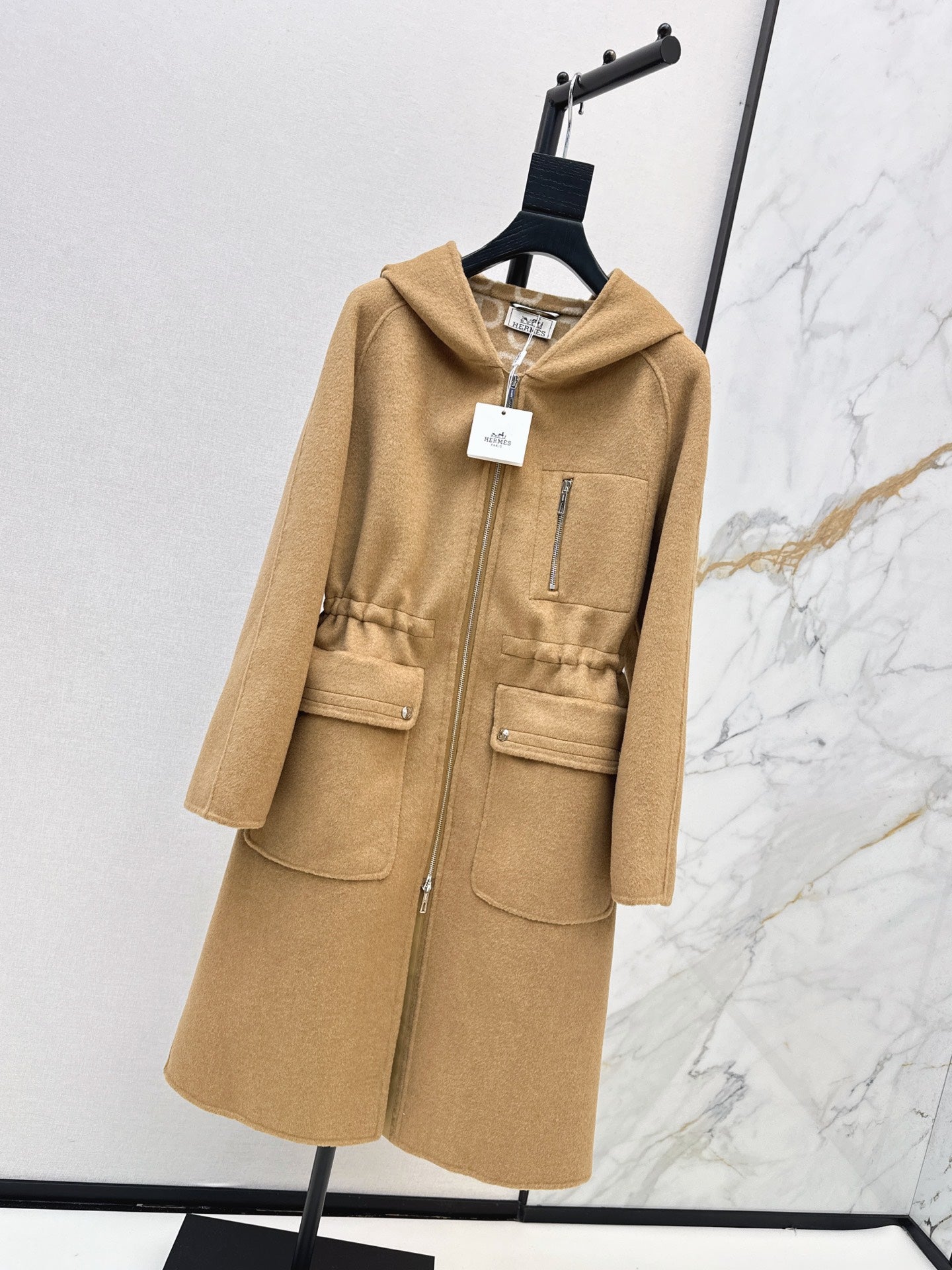 26FW New Reversible Cashmere Long Hooded Coat with Drawstring Waist 🖤
