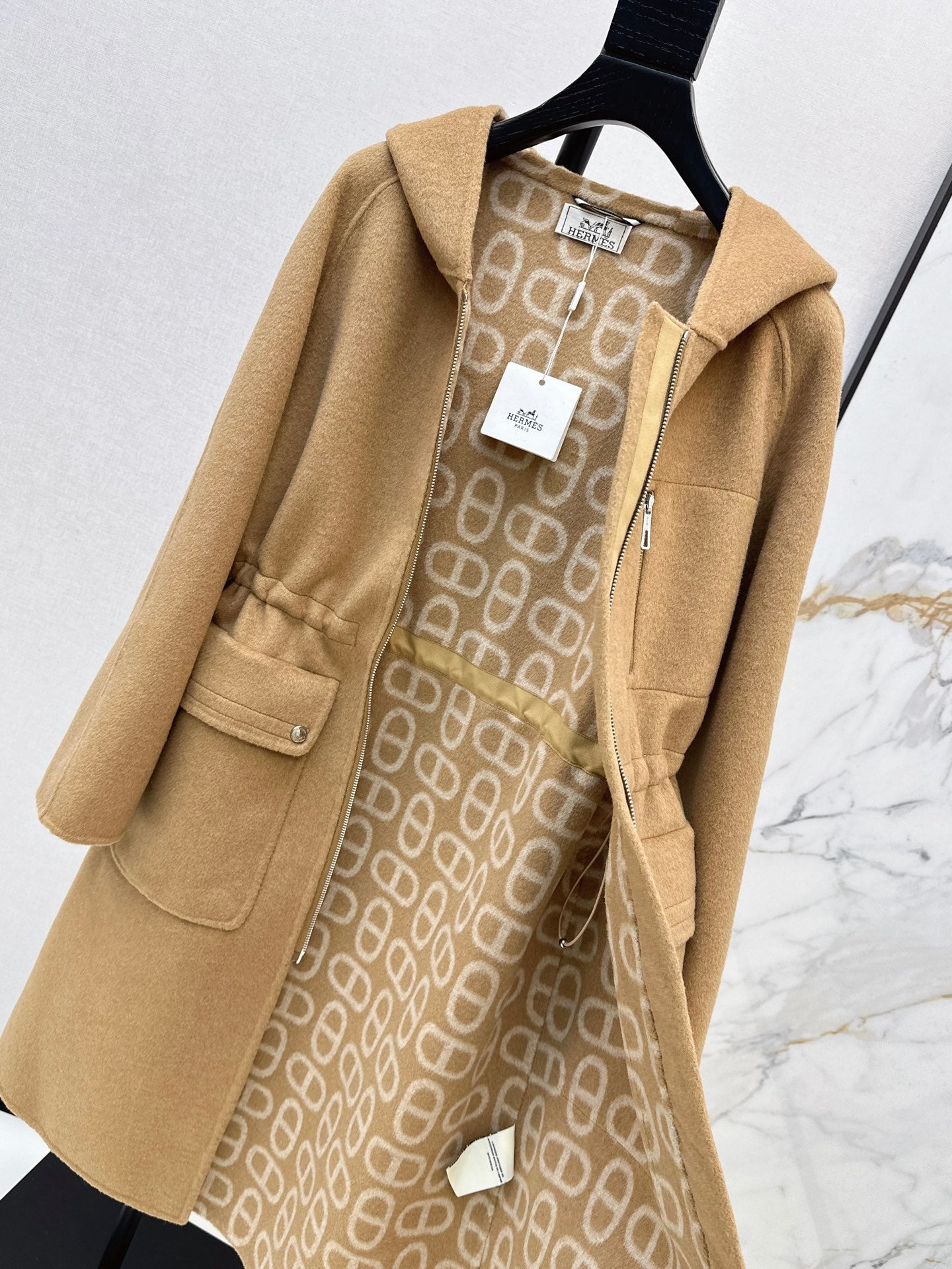 26FW New Reversible Cashmere Long Hooded Coat with Drawstring Waist 🖤