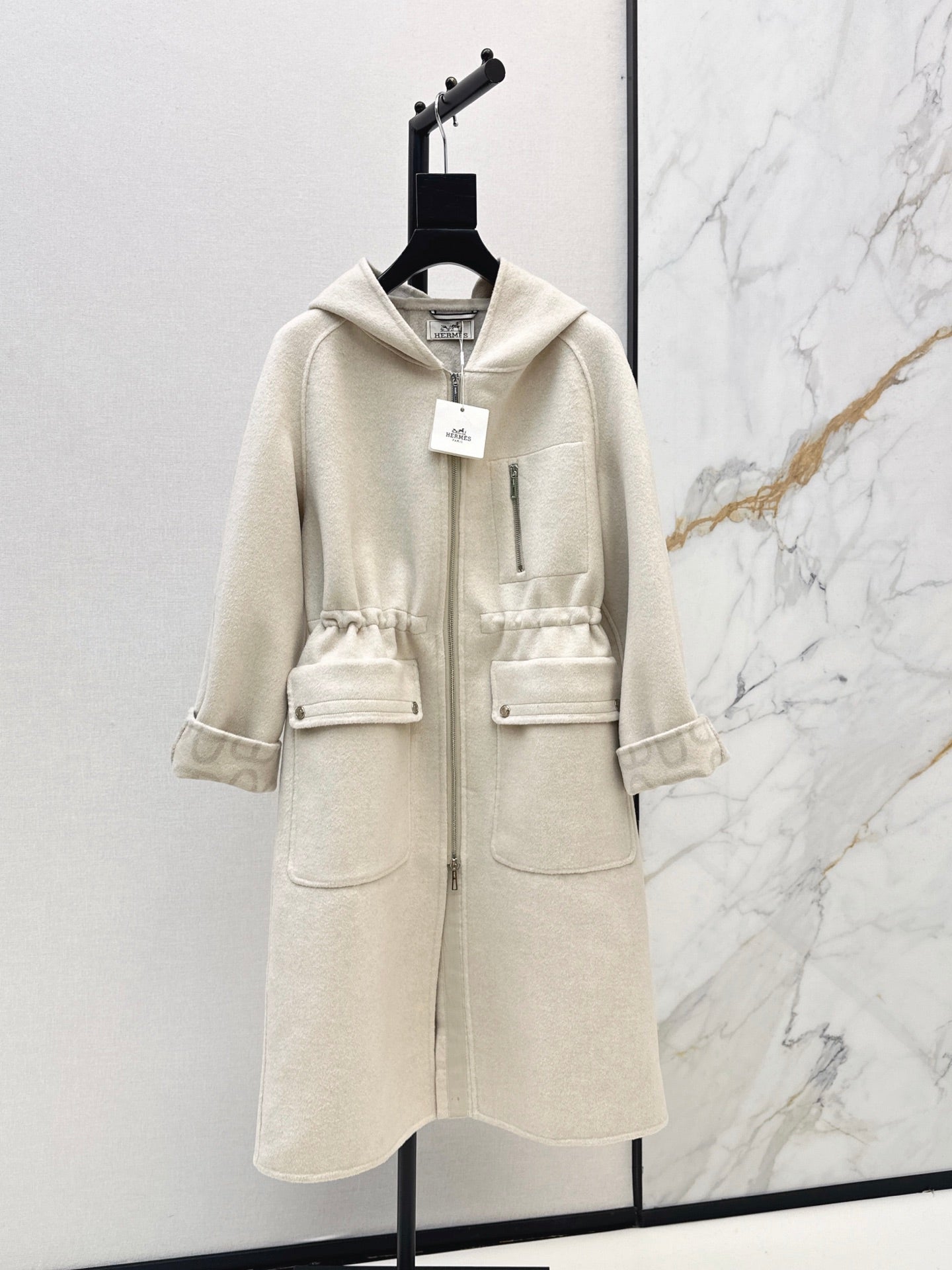 26FW New Reversible Cashmere Long Hooded Coat with Drawstring Waist 🖤