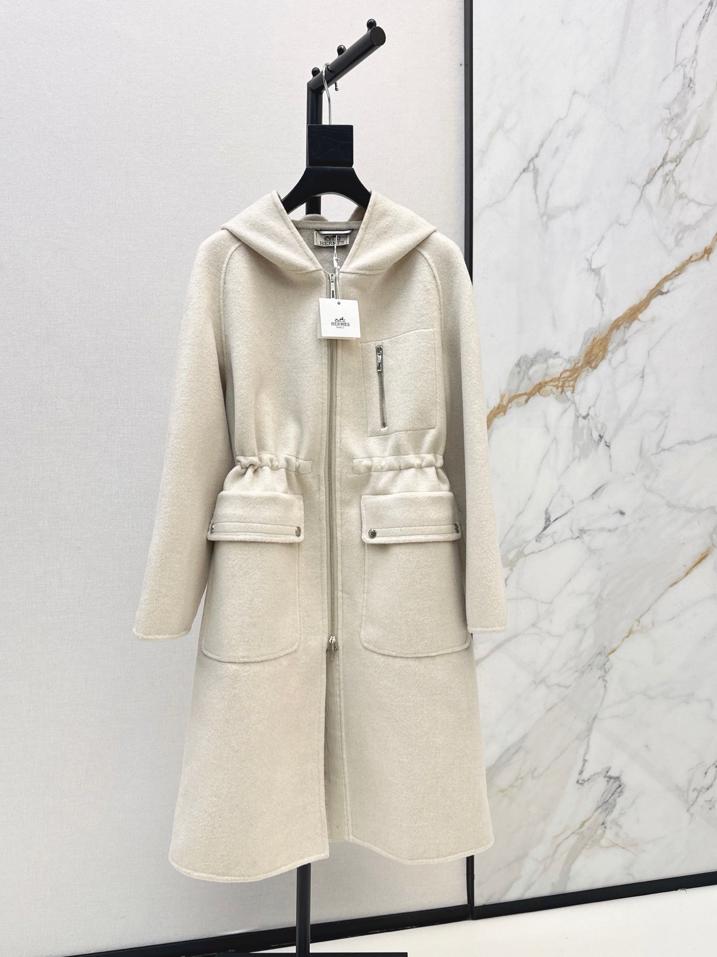 26FW New Reversible Cashmere Long Hooded Coat with Drawstring Waist 🖤