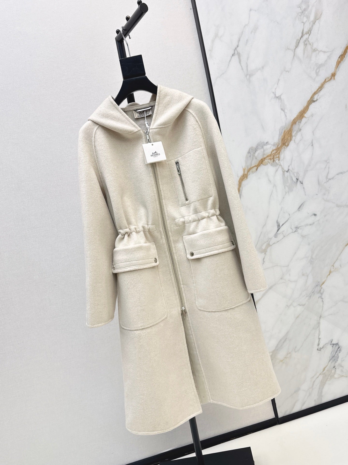 26FW New Reversible Cashmere Long Hooded Coat with Drawstring Waist 🖤