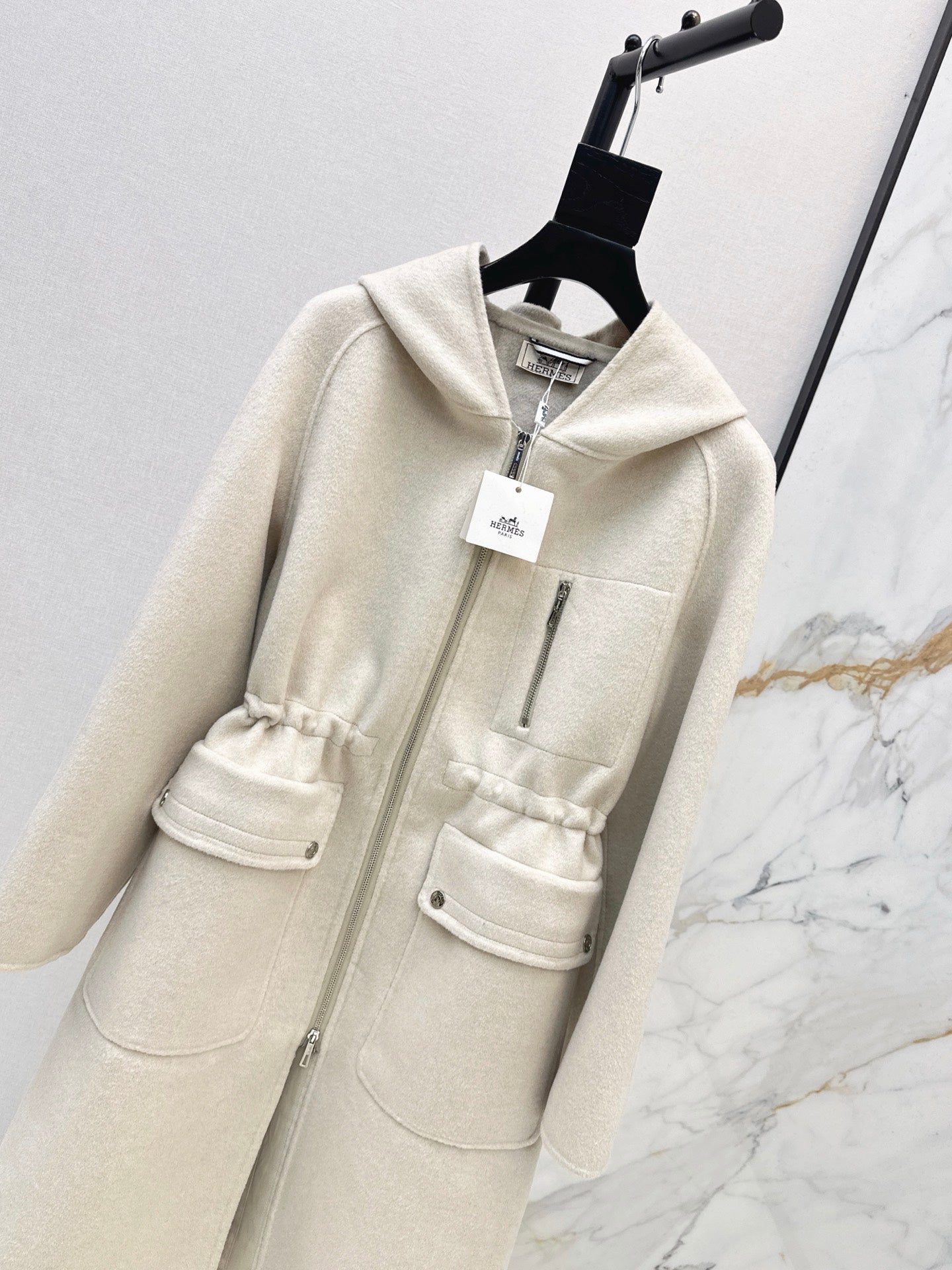 26FW New Reversible Cashmere Long Hooded Coat with Drawstring Waist 🖤
