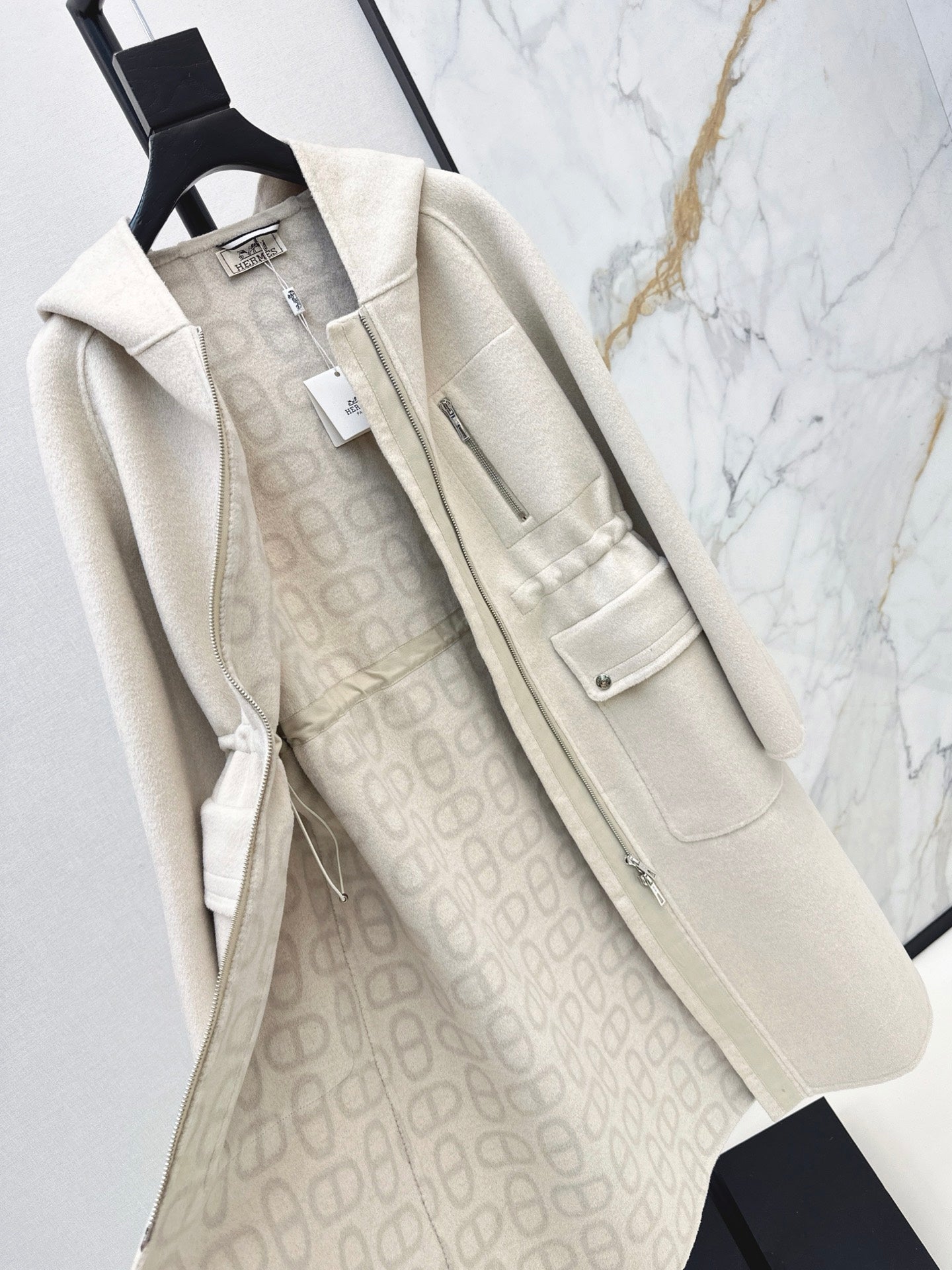 26FW New Reversible Cashmere Long Hooded Coat with Drawstring Waist 🖤