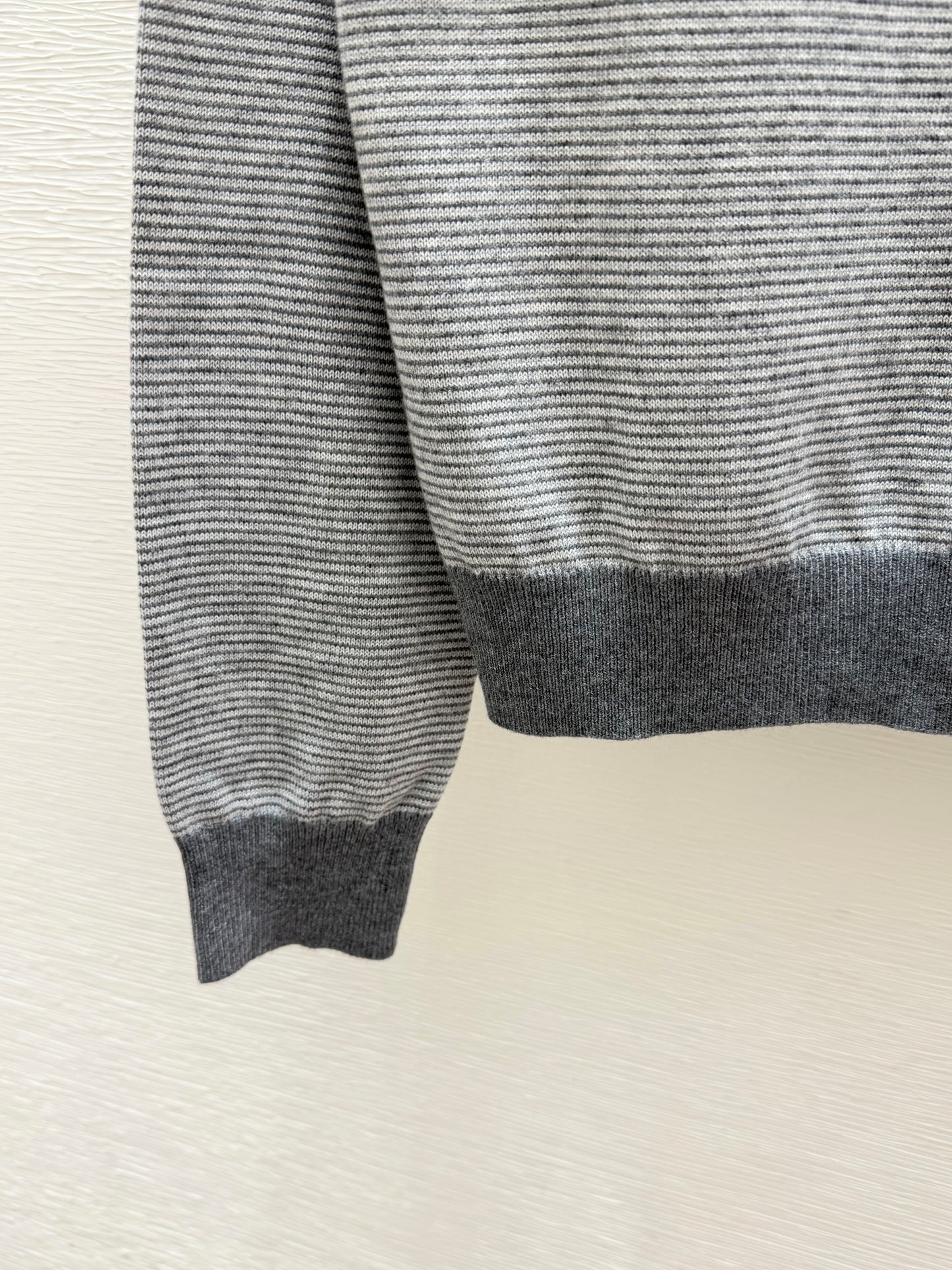 26FW New Color-Block Striped Long-Sleeve Sweater with Collar