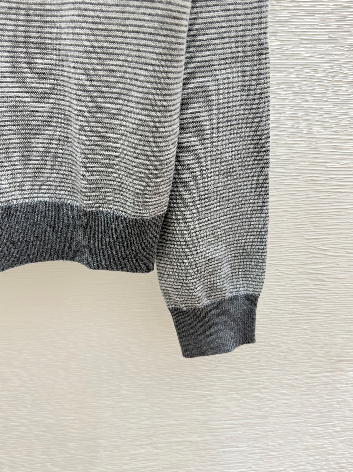 26FW New Color-Block Striped Long-Sleeve Sweater with Collar