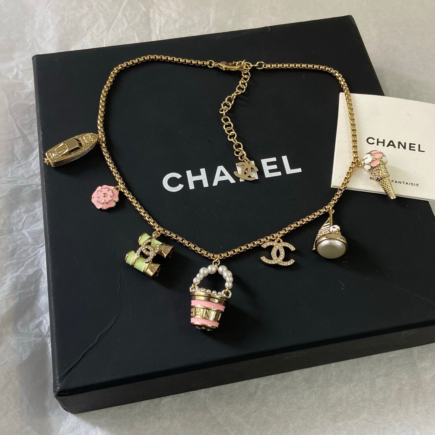26FW New Multicolored Enamel Double-C Necklace