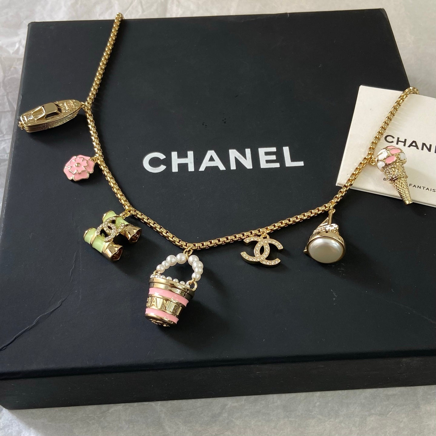 26FW New Multicolored Enamel Double-C Necklace