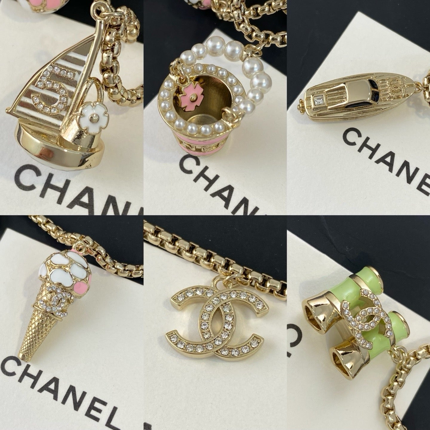 26FW New Multicolored Enamel Double-C Necklace