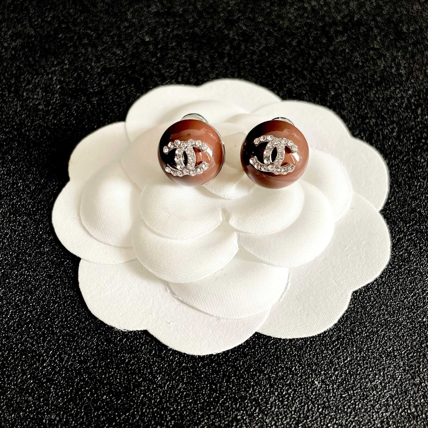 26FW New Double-C Chocolate-Colored Stud Earrings