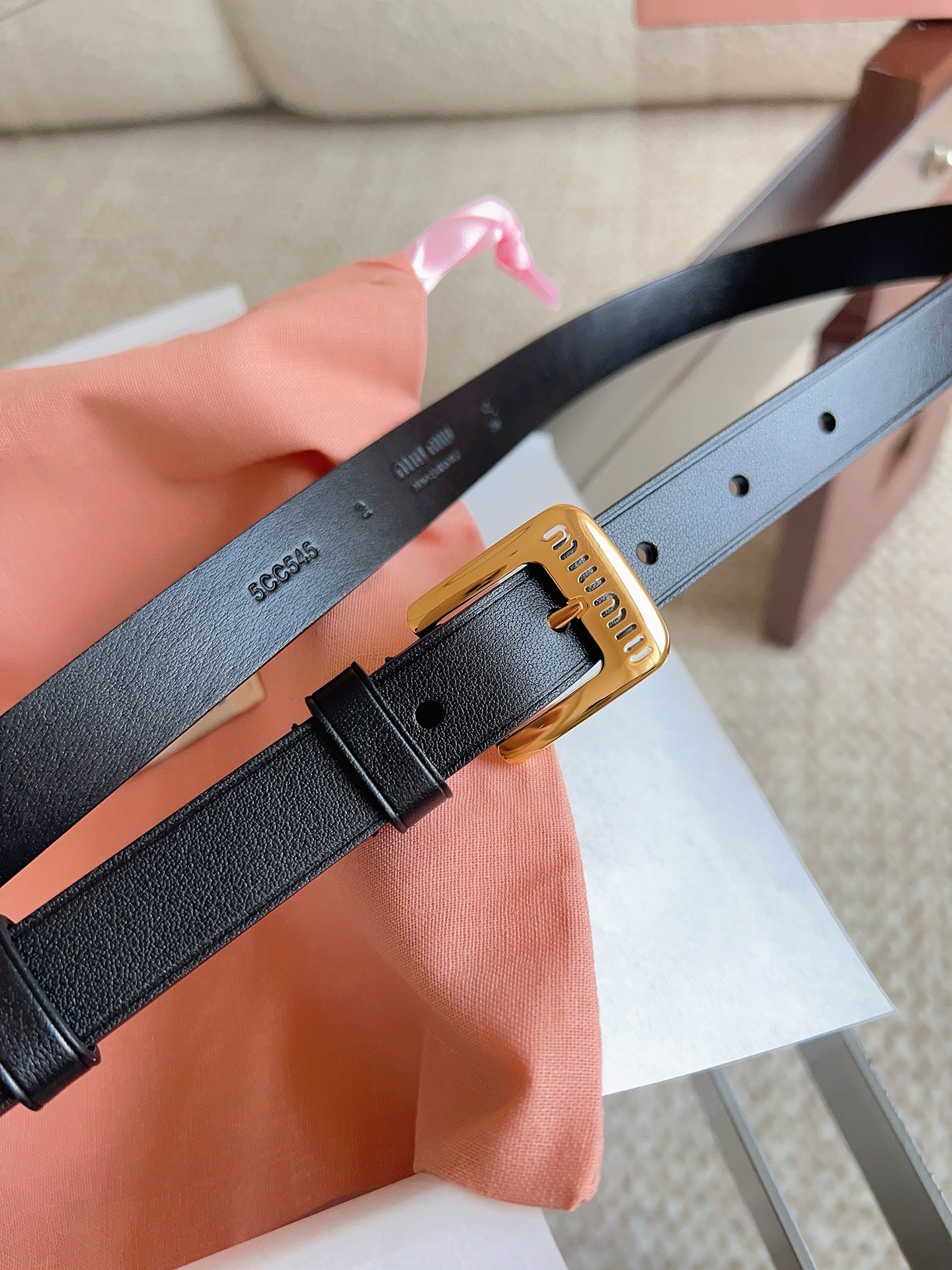 26FW New MM Black Leather Belt with Metal Buckle 20mm