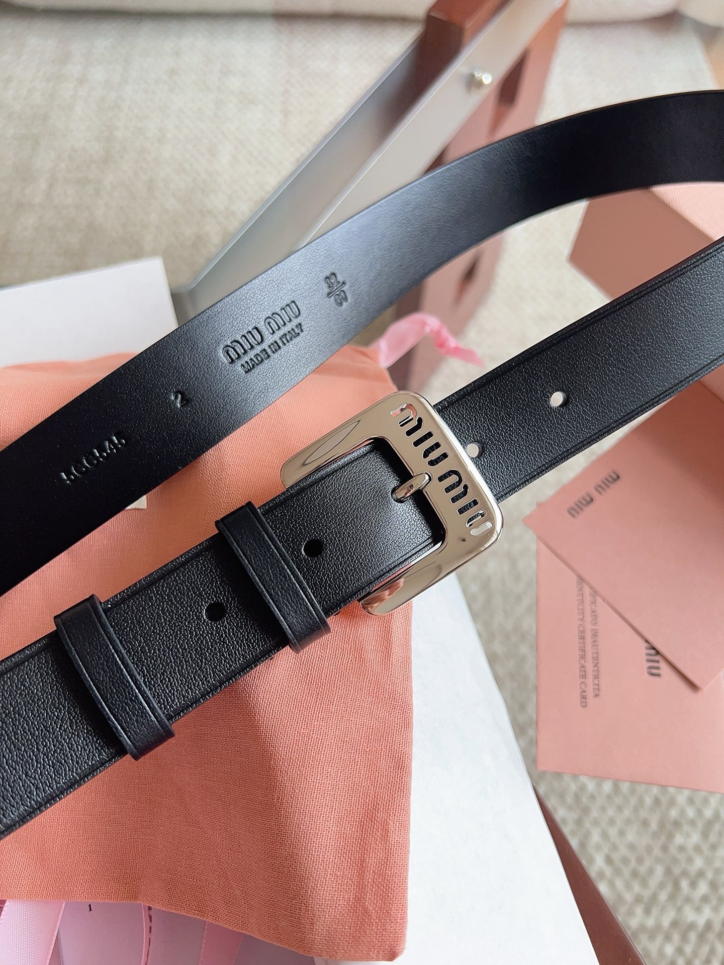 26FW New MM Black Leather Belt with Metal Buckle 30mm