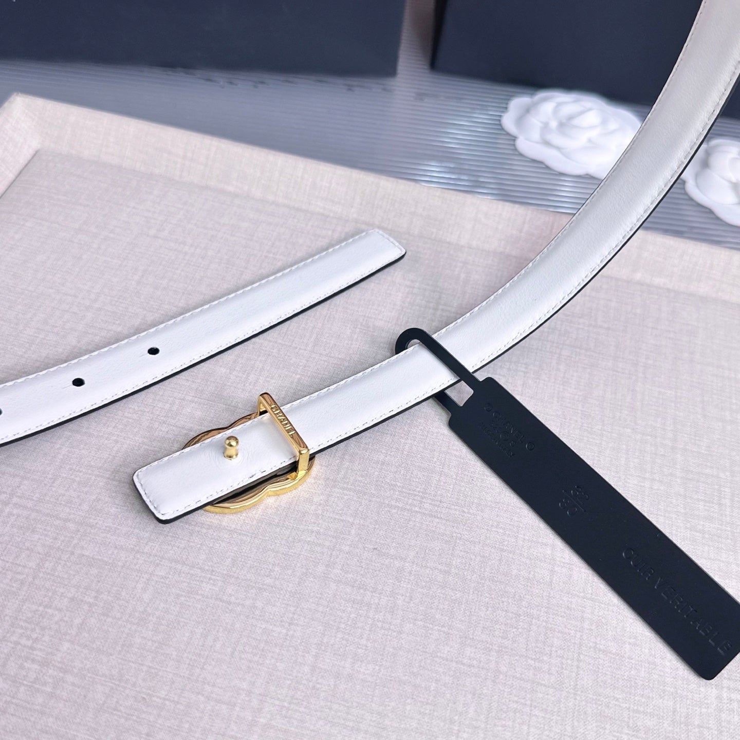 26FW New Black & White Top-Grain Cowhide Belt 20mm
