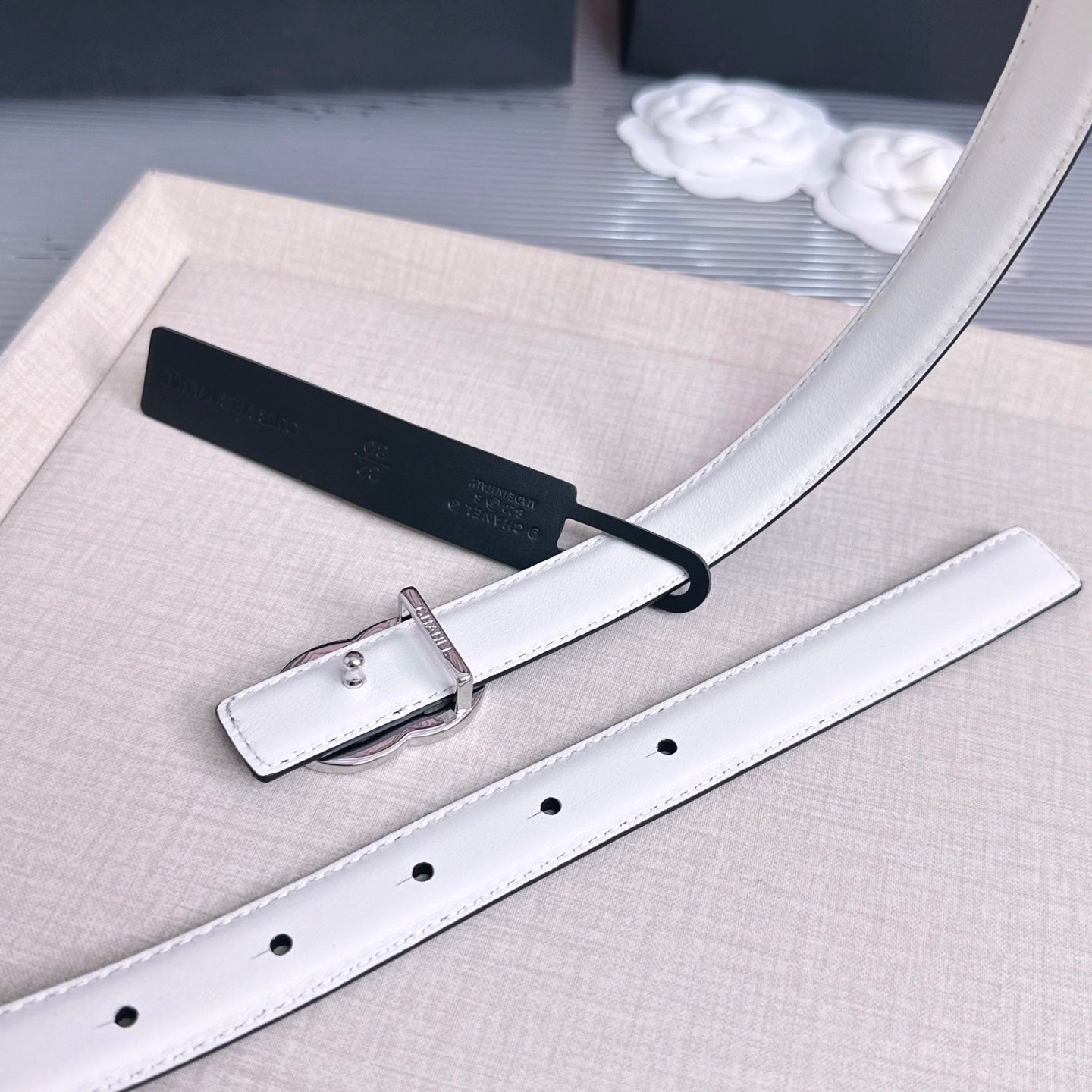 26FW New Black & White Top-Grain Cowhide Belt 20mm