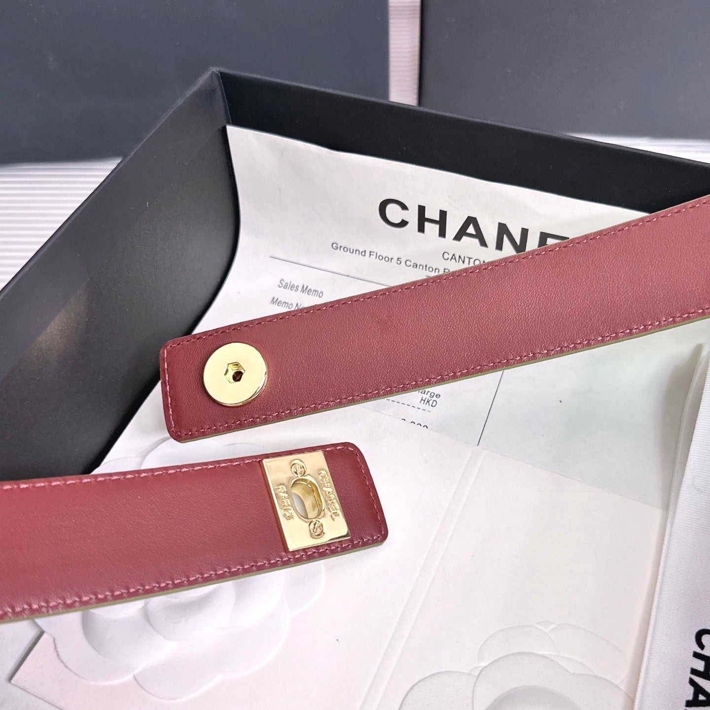 26FW New Green & Red Top-Grain Leather Belt 30mm