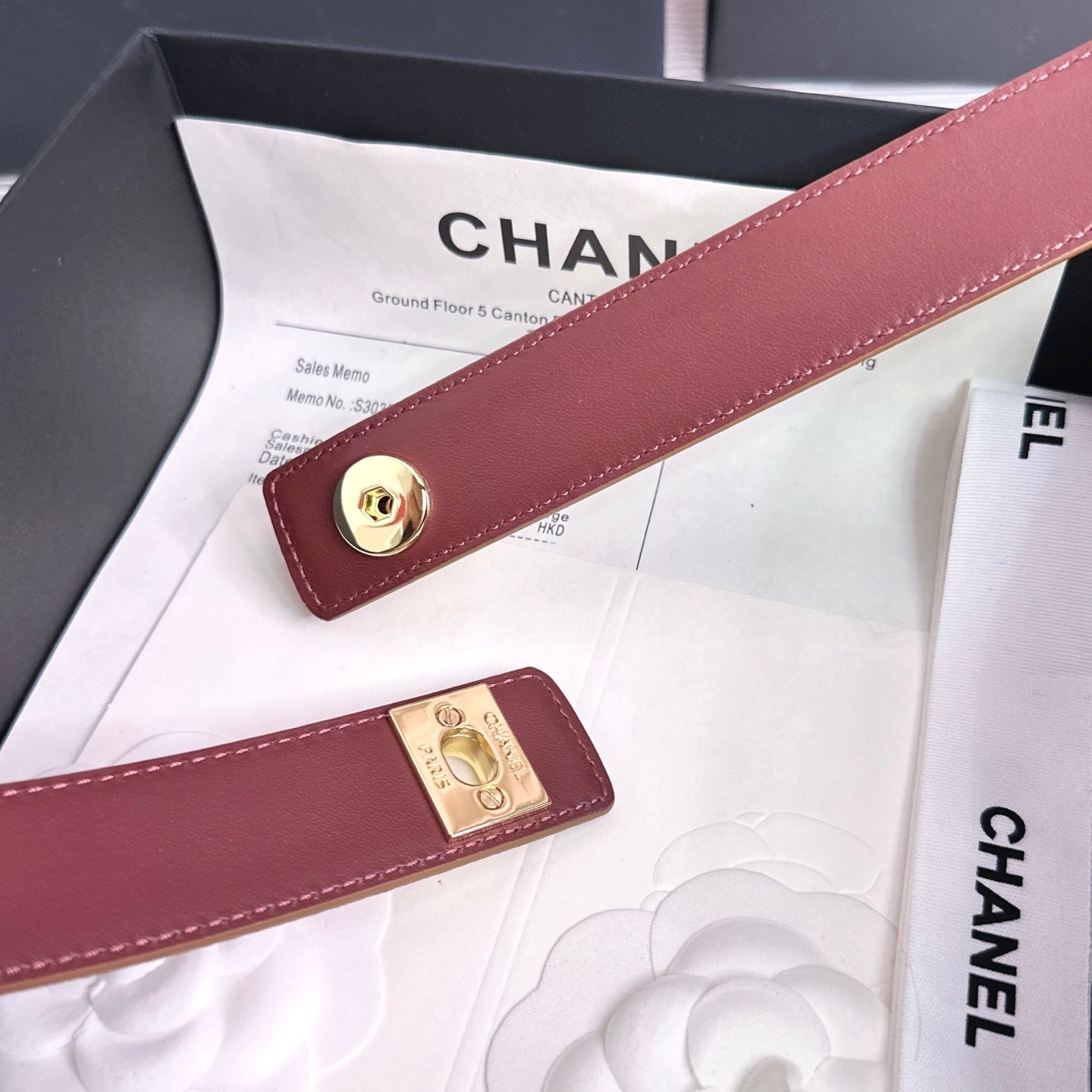 26FW New Khaki-Red Top-Grain Cowhide Belt 30mm