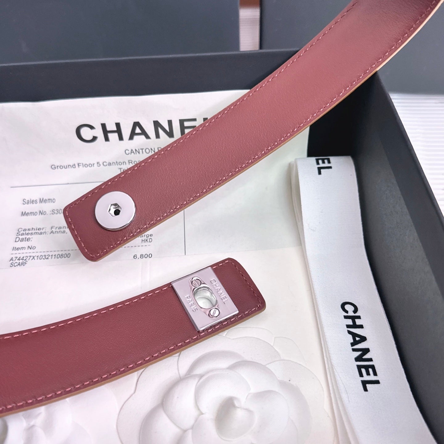 26FW New Khaki-Red Top-Grain Cowhide Belt 30mm