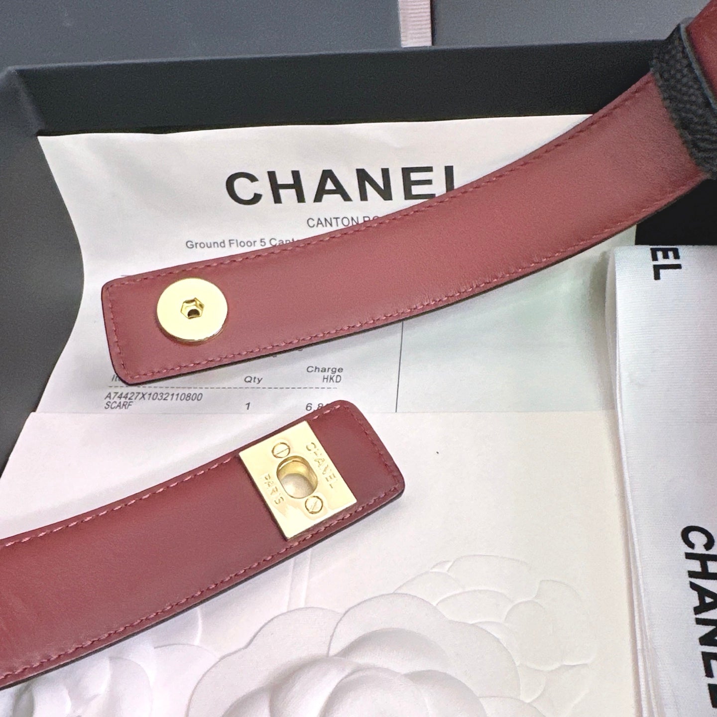 26FW New Black & Red Top-Grain Cowhide Belt-Litchi Grain 30mm