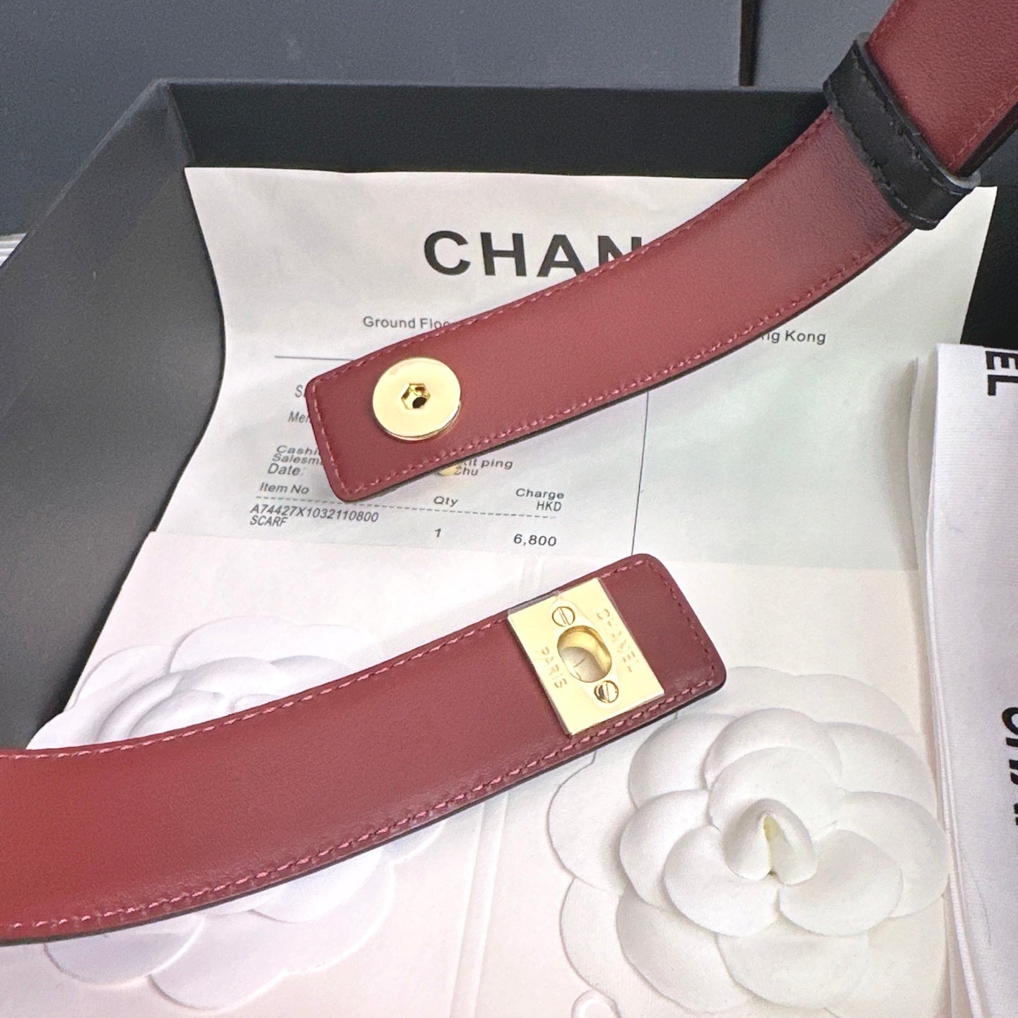 26FW New Black & Red Top-Grain Cowhide Belt 30mm
