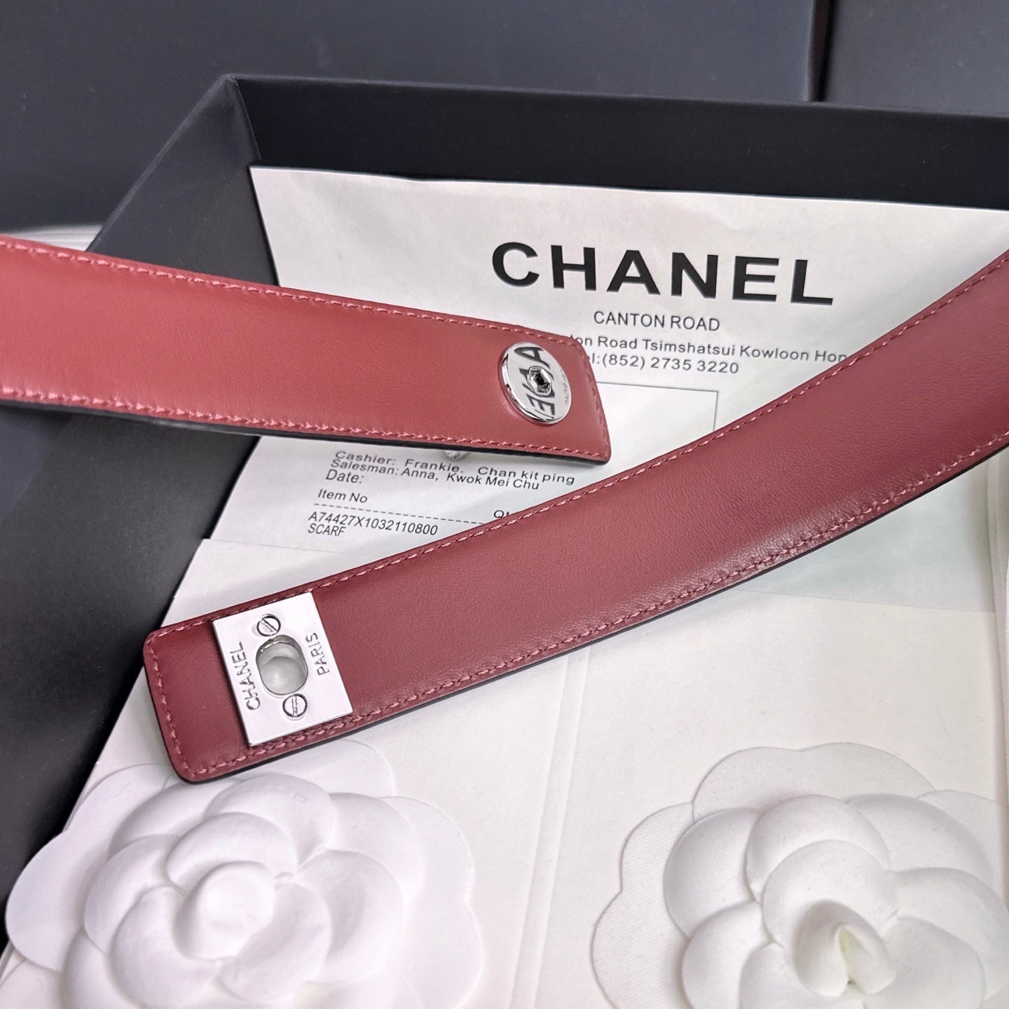26FW New Black & Red Top-Grain Cowhide Belt 30mm