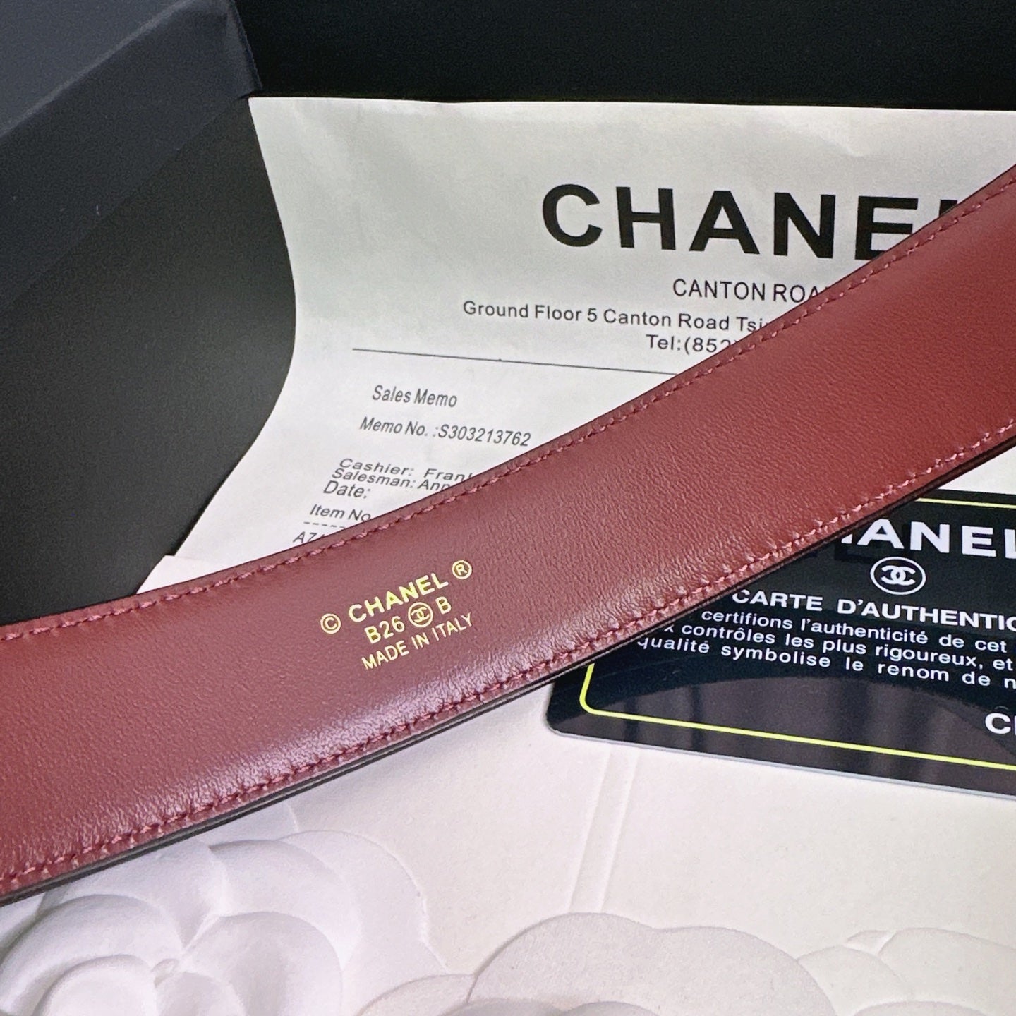 26FW New Black & Red Top-Grain Cowhide Belt 30mm