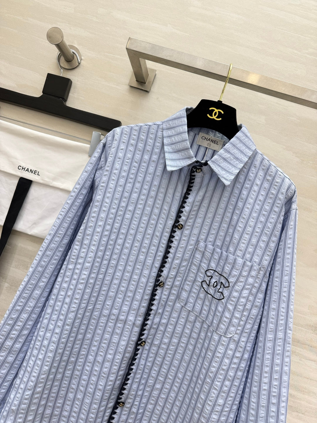 26FW New Textured Blue & White Striped Shirt 🩵