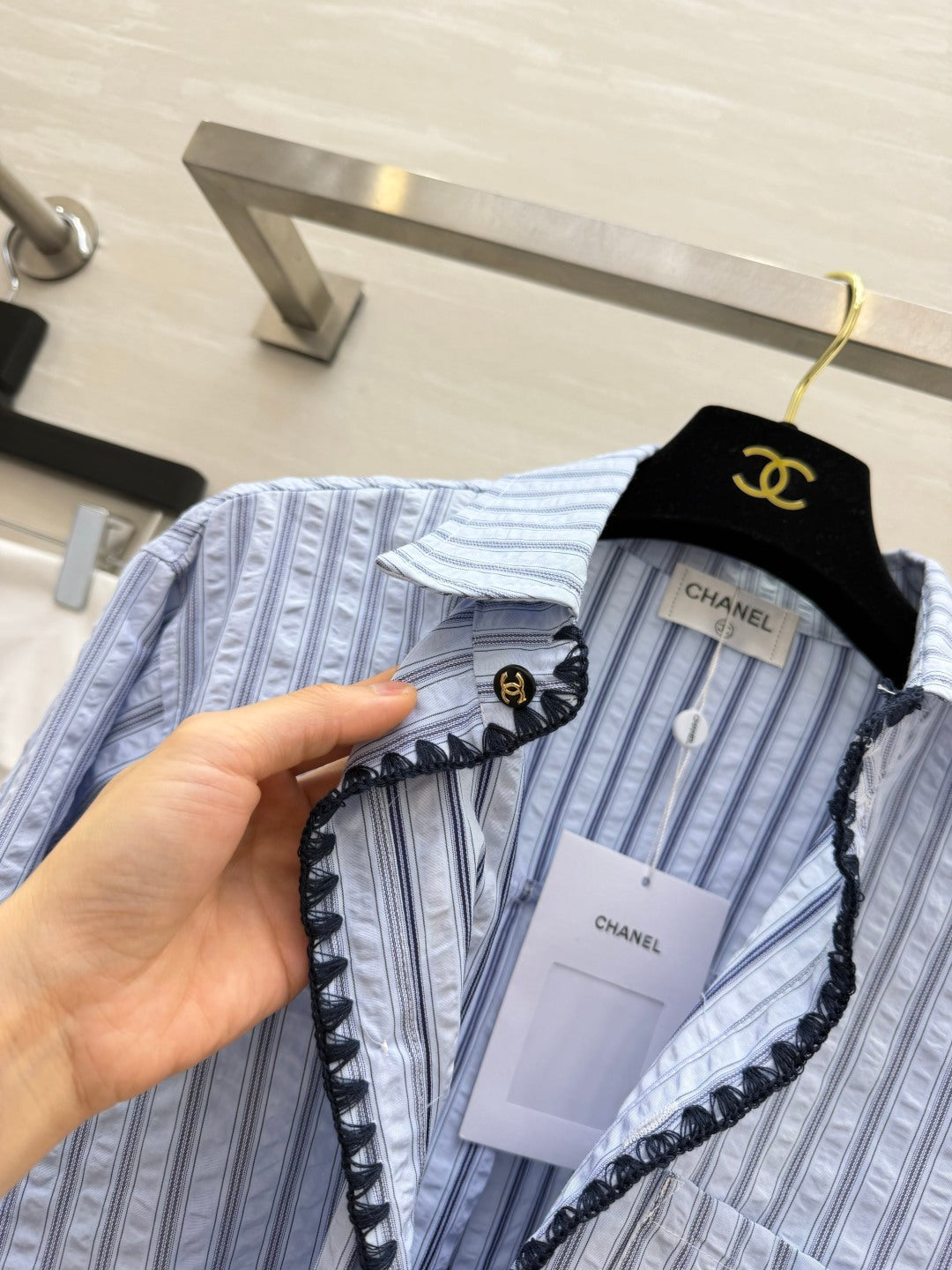 26FW New Textured Blue & White Striped Shirt 🩵
