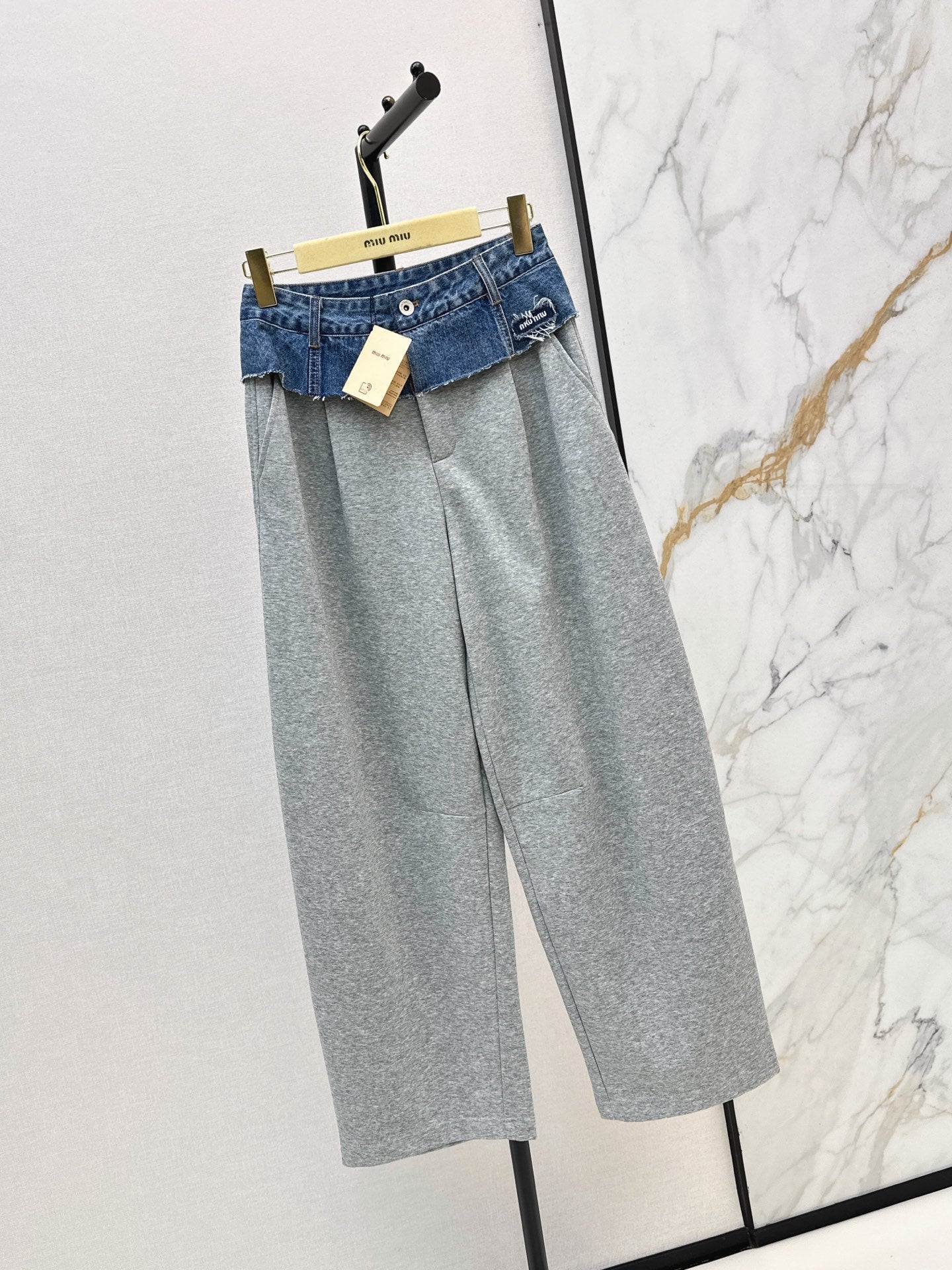 26FW New Denim-Paneled Straight-Leg Trousers 🖤