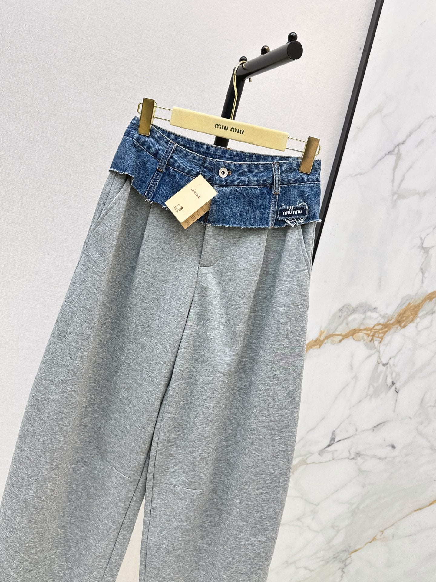 26FW New Denim-Paneled Straight-Leg Trousers 🖤