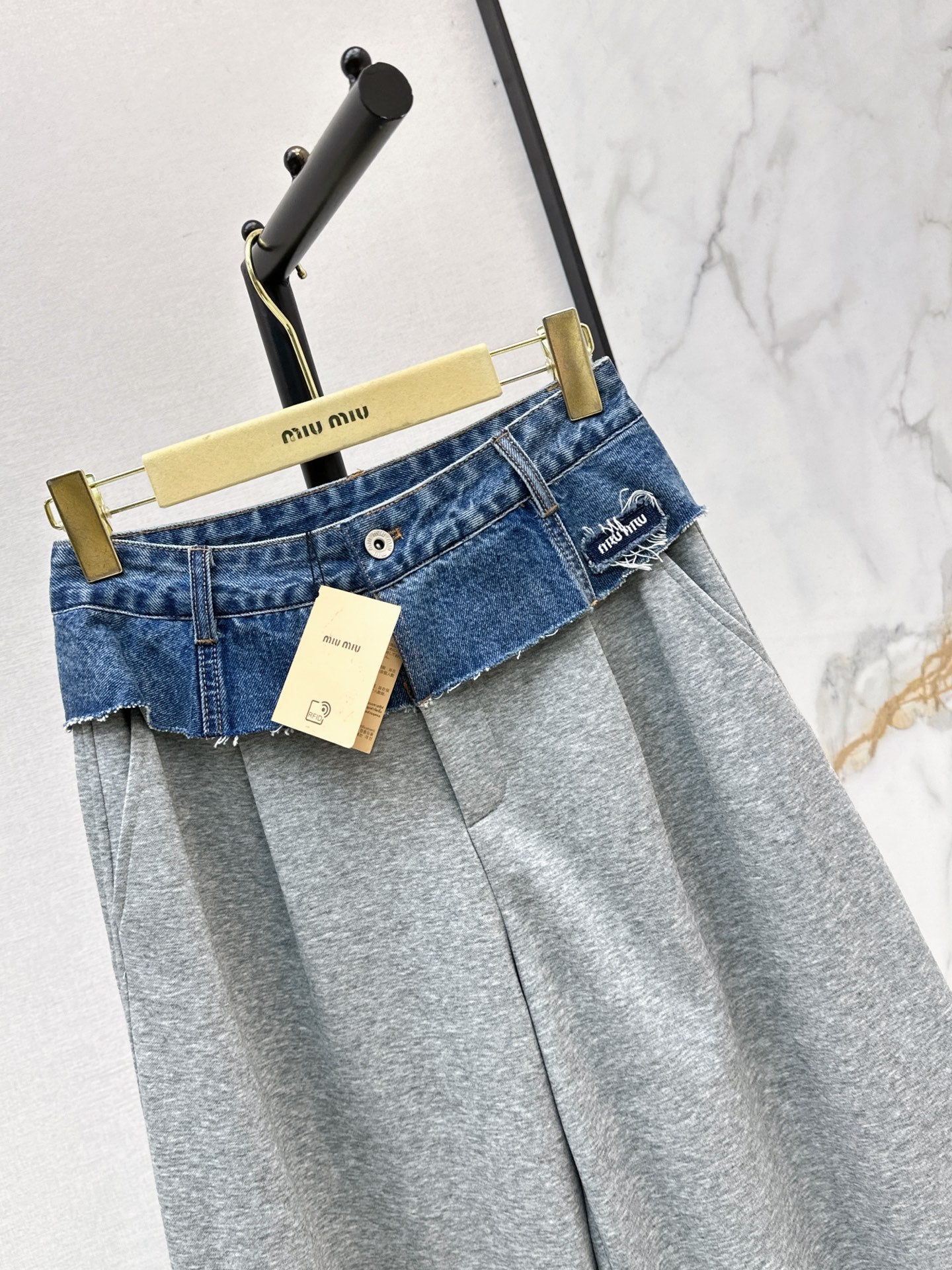26FW New Denim-Paneled Straight-Leg Trousers 🖤