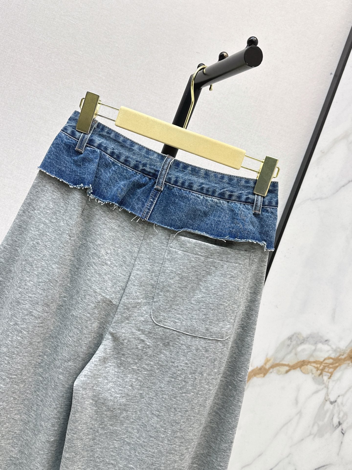 26FW New Denim-Paneled Straight-Leg Trousers 🖤