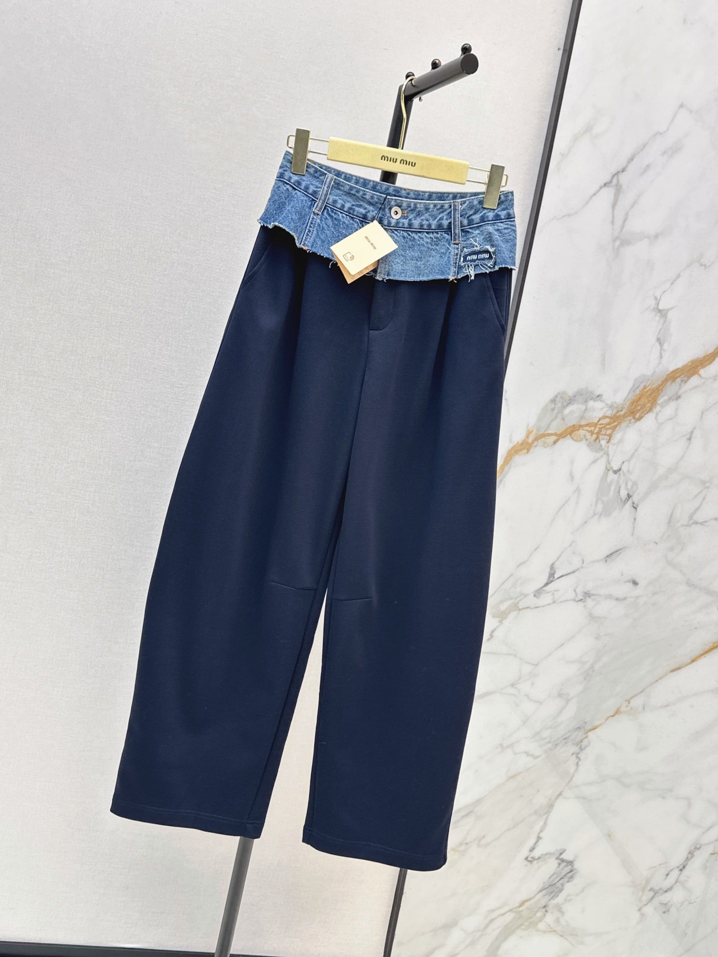 26FW New Denim-Paneled Straight-Leg Trousers 🖤