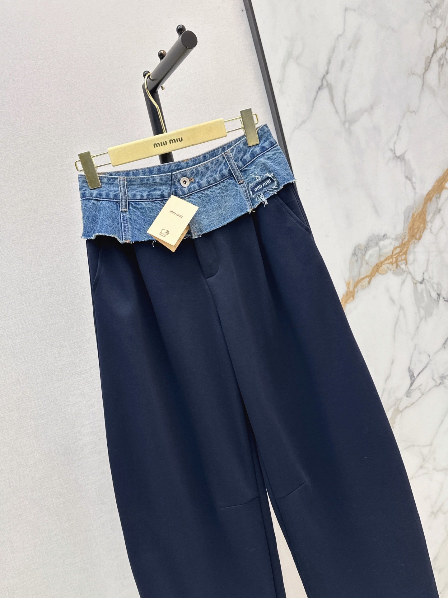 26FW New Denim-Paneled Straight-Leg Trousers 🖤