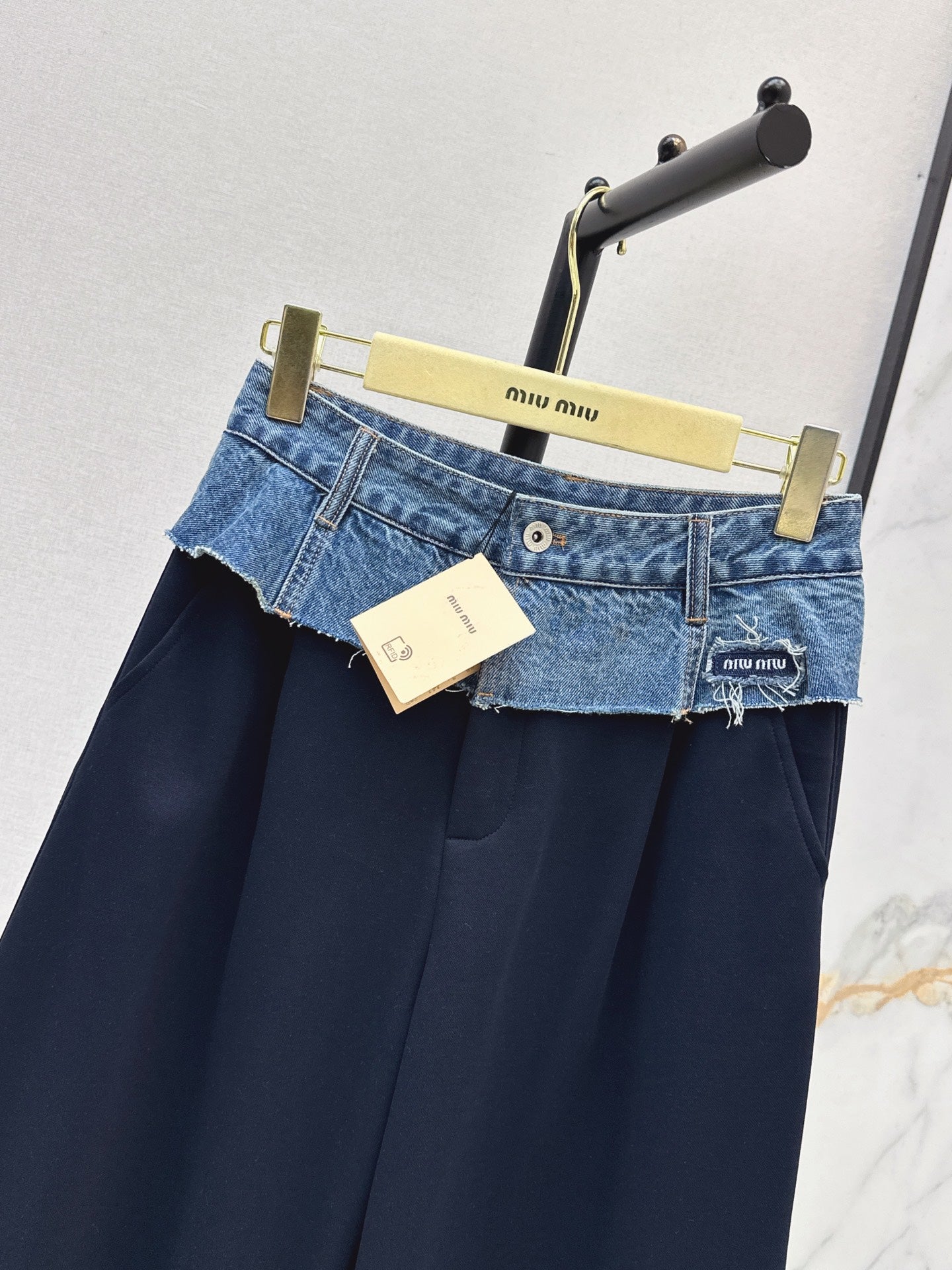 26FW New Denim-Paneled Straight-Leg Trousers 🖤