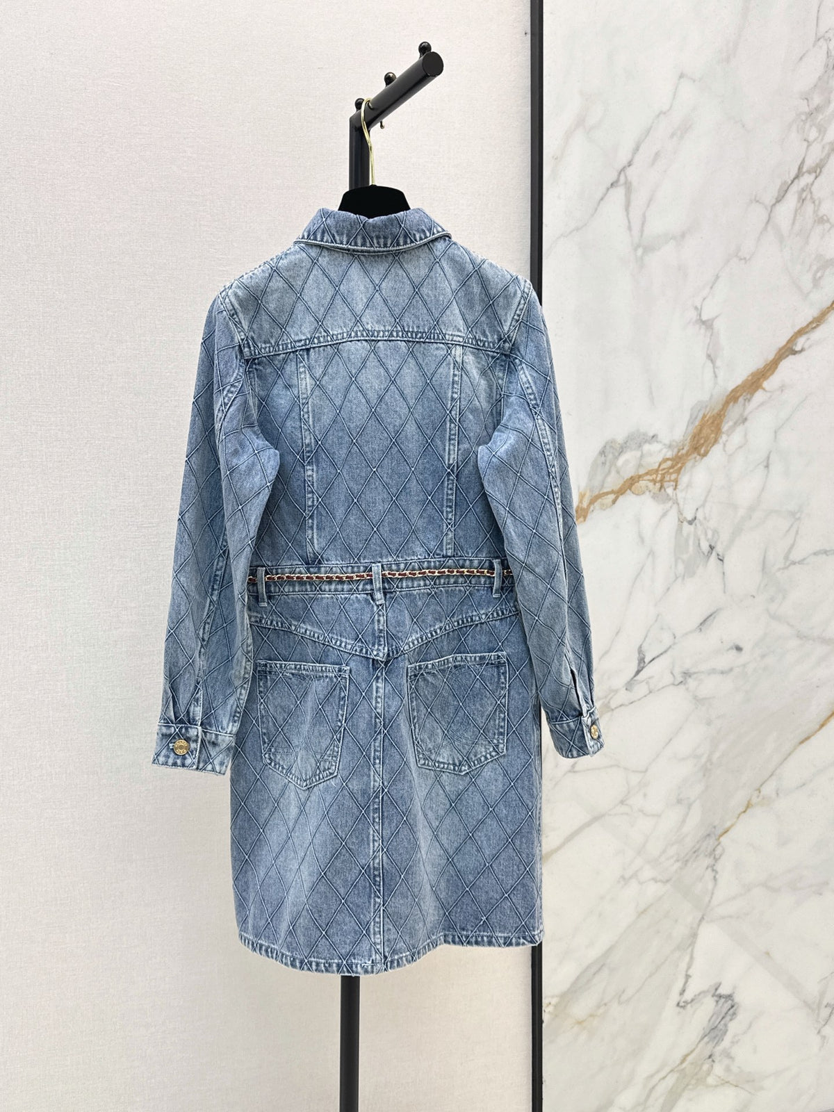 26FW New "Coco Girl" Style: Quilted-Stitch Denim Dress 🩵