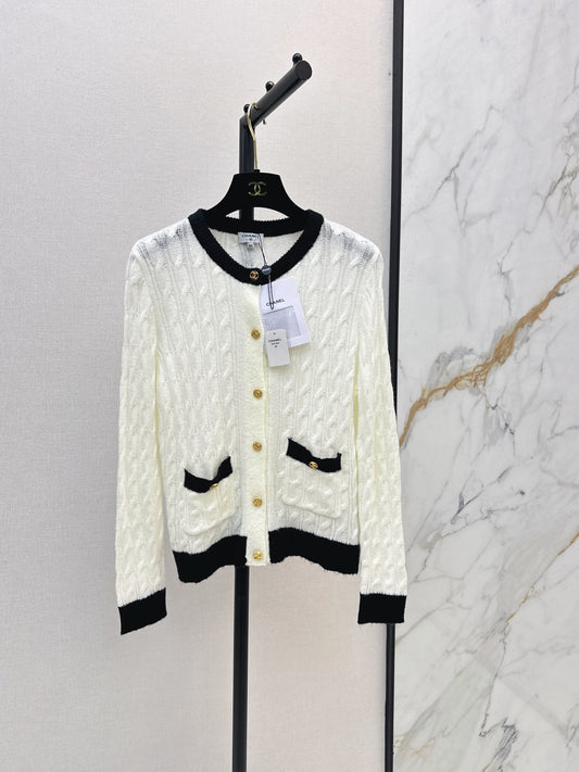 26FW New Color-Block Trim Crew-Neck Cardigan 🖤