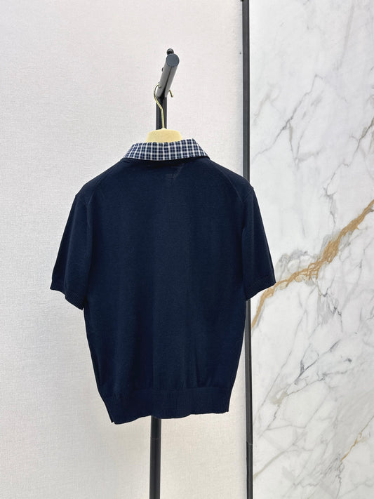 26FW New Plaid Collar Knit Short-Sleeve Top 🖤
