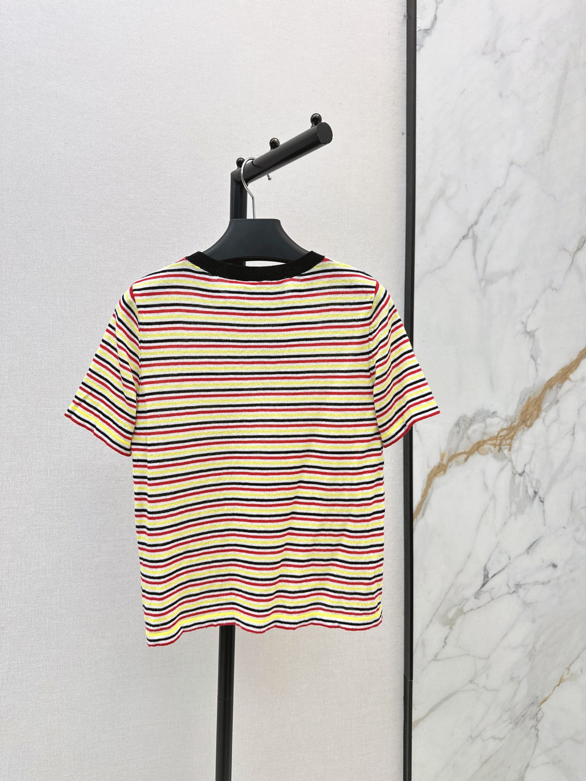 26FW New Color-Block Multi-Stripe Crew-Neck Knit T-Shirt