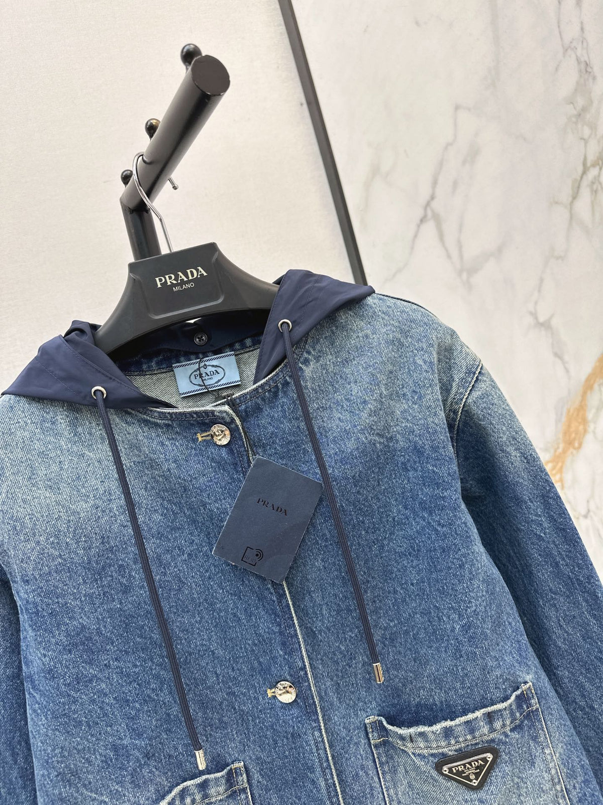 26FW New Color-Block Hooded Denim Jacket with Enzyme Wash 🖤