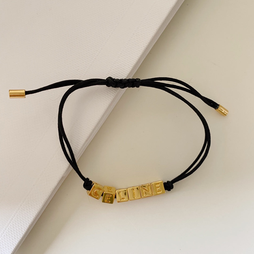 26FW New Dice & Letter Woven Cord Bracelet