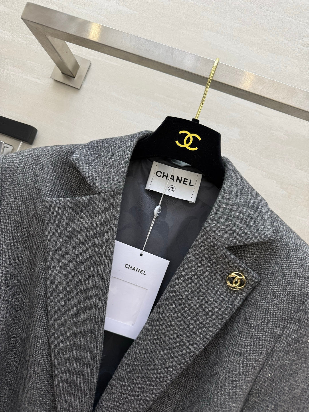 🔥Highest Quality🔥26FW New Grey Shimmer Waist-Defining Blazer (Belt Included) 🤍