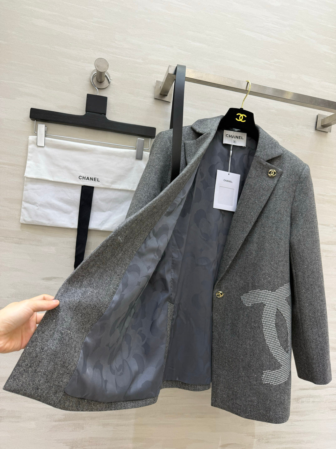 🔥Highest Quality🔥26FW New Grey Shimmer Waist-Defining Blazer (Belt Included) 🤍