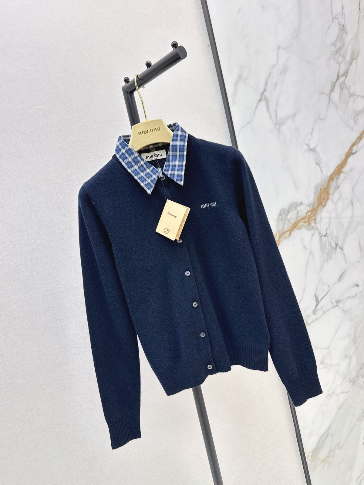 26FW New Preppy-Style Faux-Layered Cashmere Knit Cardigan 🖤