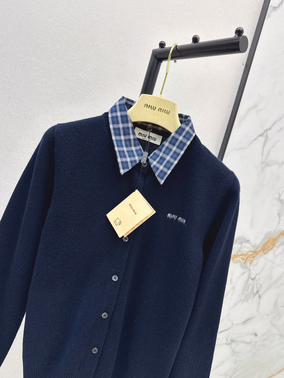26FW New Preppy-Style Faux-Layered Cashmere Knit Cardigan 🖤