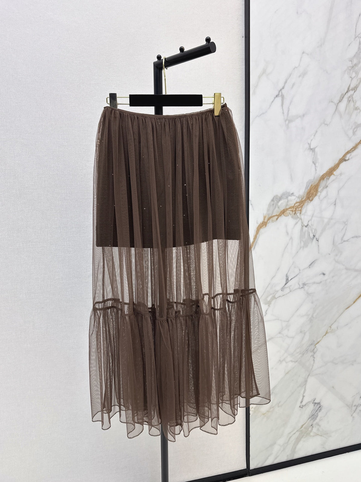 26FW New Arrival: Knitted Skirt + Mesh Maxi Skirt Two-Piece Set 🤍