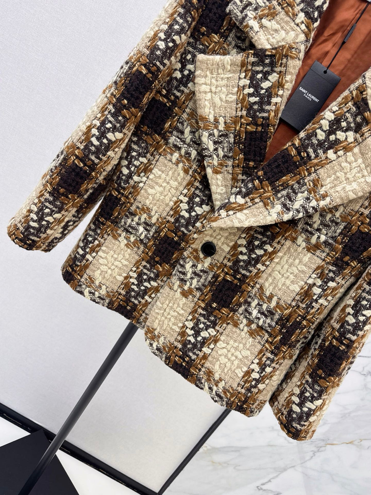 ❤️‍🔥Limited edition❤️‍🔥 26FW New Plaid Tweed Cropped Jacket 🖤
